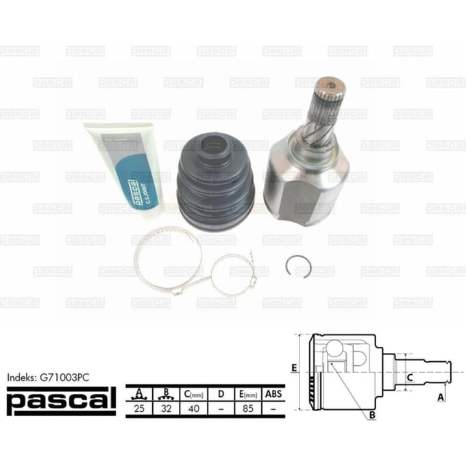 Homokineet reparatie set, aandrijfas PASCAL G71003PC