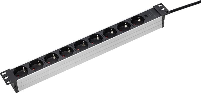 19 Zoll Rack Steckdosenleiste für Netzwerkschränke mit 9 Steckplätzen