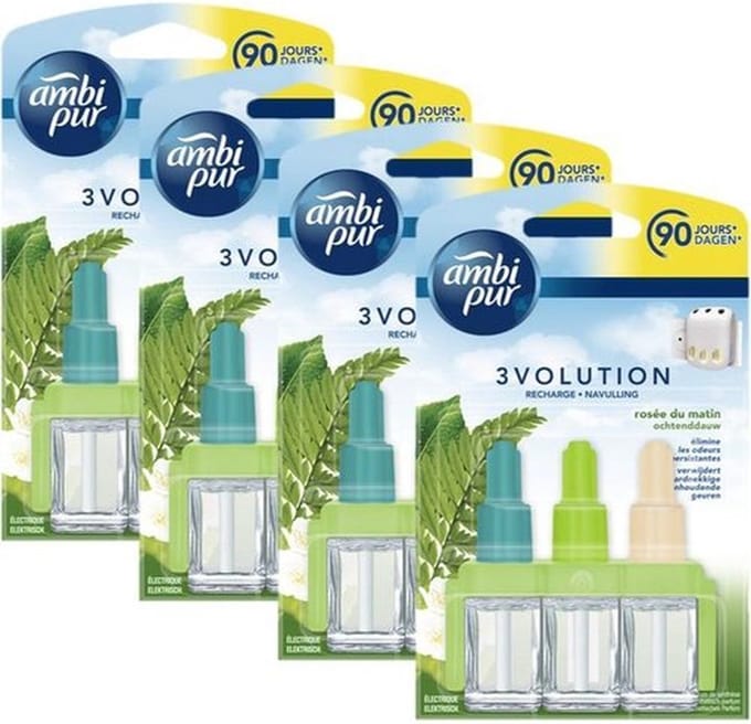Ambi Pur 3Volution Navullingen - Morning Dew - Voordeelverpakking 4 Stuks