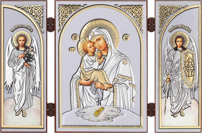Houten Drieluik Icoon - Religieus Wandpaneel voor Thuisaltaar