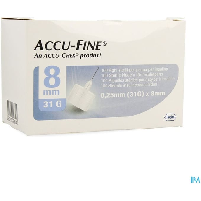 Accu Fine Naald 0.25x8 mm 31g 100 Canule
