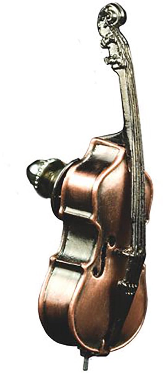 Music Gifts - Speldje, contrabas 3-d - Topkwaliteit - Massief brons