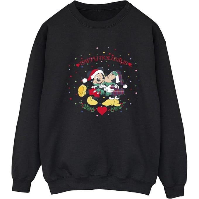 Disney Dames/Dames Mickey Mouse Mickey Minnie Kerstmis Sweatshirt (Zwart)