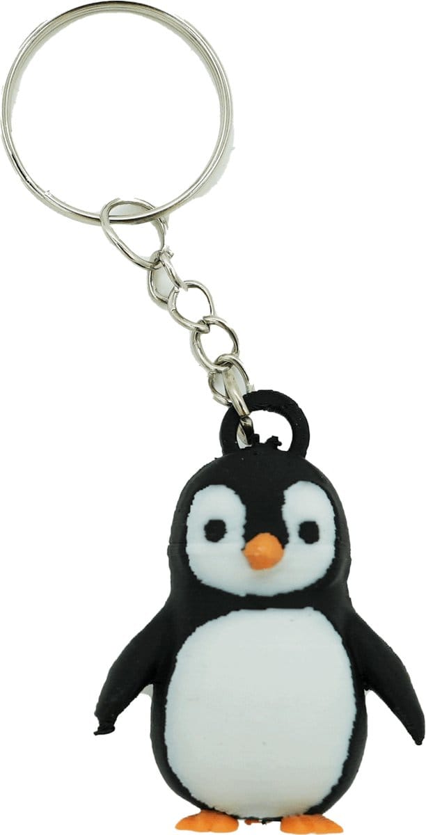 Pinguin sleutelhanger - Zwart/Wit - 3d geprint - Cadeau liefhebber – Sleutelhanger dier - 4cm