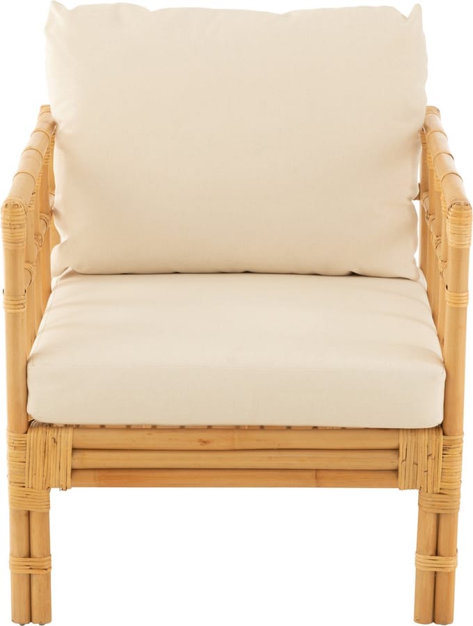 J-Line stoel Elise + kussen - rotan/textiel - naturel/wit
