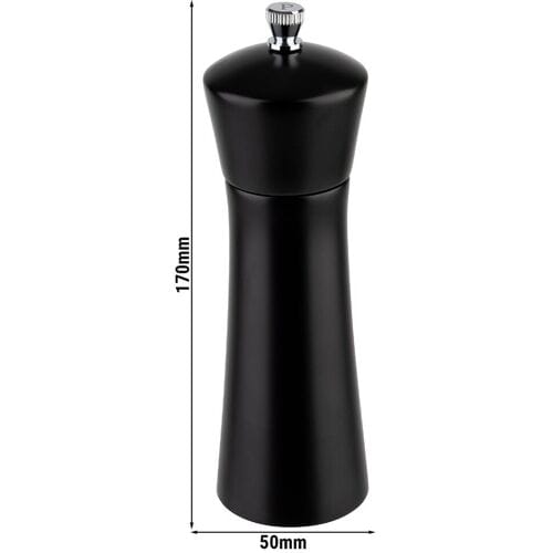 GGM Gastro (6 Stück) Pfeffermühle - MIDNIGHT - Holz - Höhe: 170mm - Schwarz