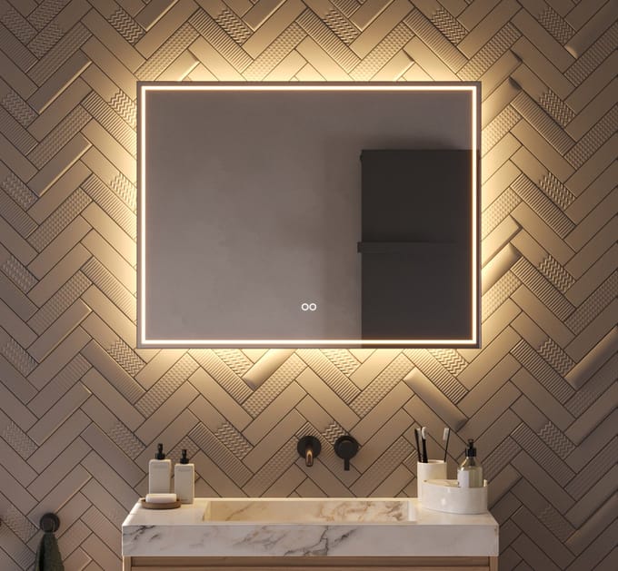 Schaere - Badkamerspiegel - Directe en Indirecte Verlichting - Spiegel Verwarming - Instelbare Lichtkleur - Dimfunctie - 90×70 cm