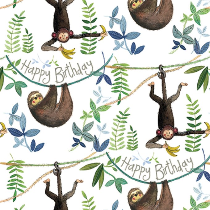 Alex Clark JUNGLE BIRTHDAY FOLDED GIFTWRAP - Cadeauverpakking met labels Jungle