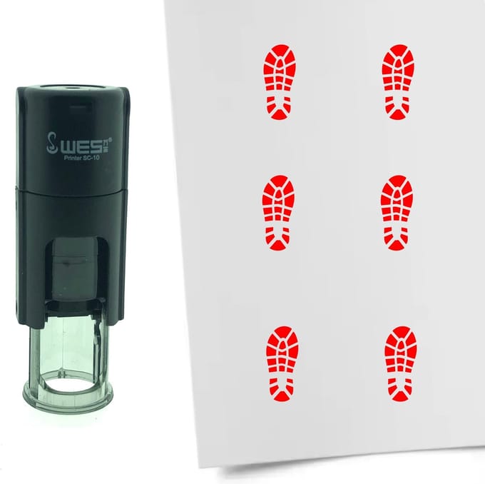 CombiCraft Stempel Schoenafdruk 10mm rond - rode inkt