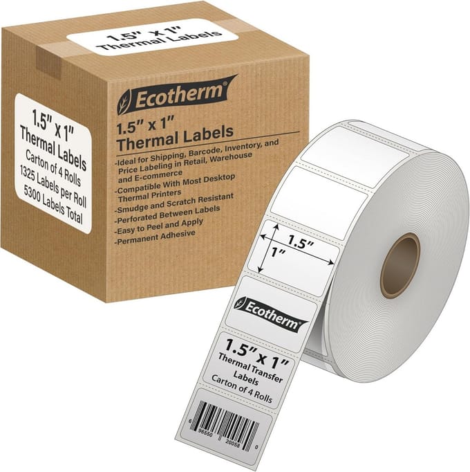 Direct Thermische Papieren Etiketten voor Zebra Printers - 4 Rollen