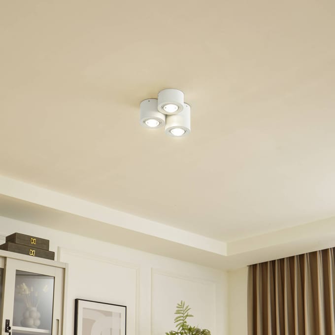 Lindby - plafondlamp - 3lichts - IJzer, aluminium - H: 14.4 cm - GX53 - wit mat