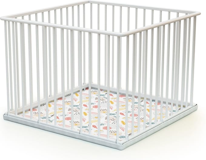 WEBABY - Houten kinderbox Wit 100 x 100 cm CUBO