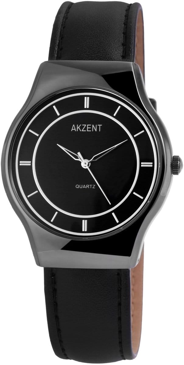 AKZENT Herrenuhr Lederimitat 3 ATM