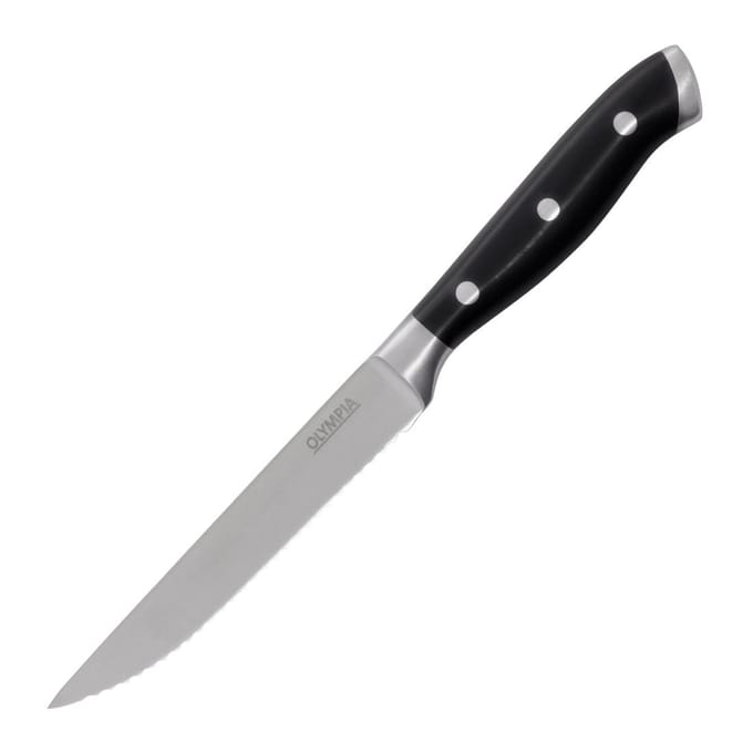 Olympia premium geklonken steakmessen met zwarte abs handvatten (set van 6)