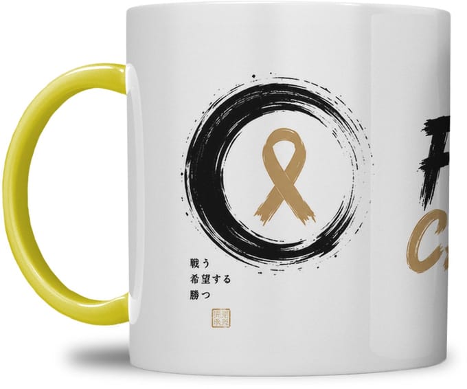 MOK | FUCK CANCER | SAMURAI WATERVERF DESIGN | GEPERSONALISEERD MET NAAM | GEEL