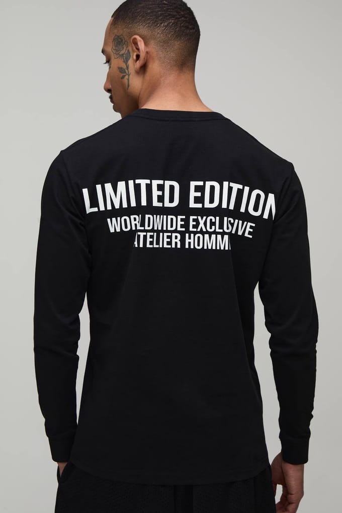 Limited Edition Regular Fit T-shirt Met Lange Mouwen | Black | Size Medium
