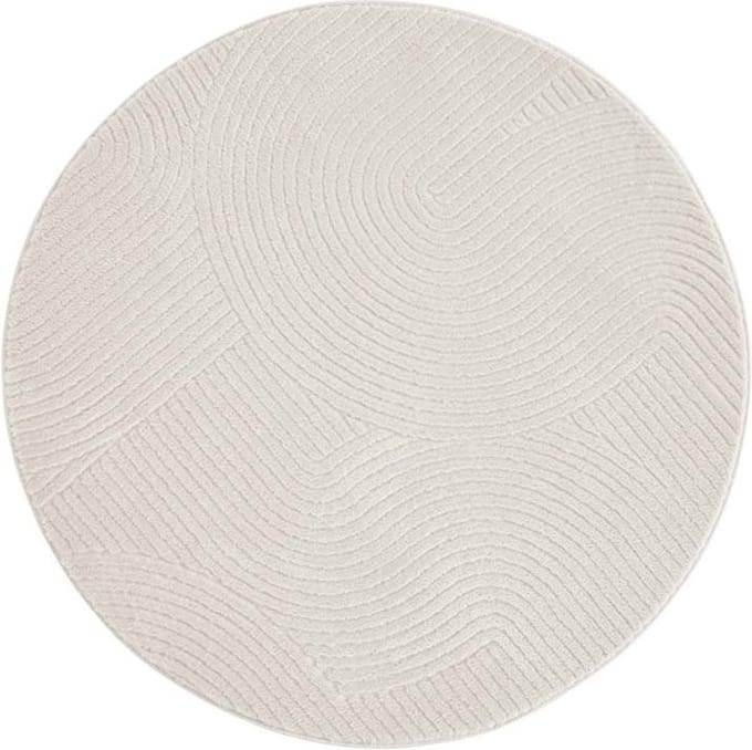 Rond zacht vloerkleed - Fuzz Waves crème 80