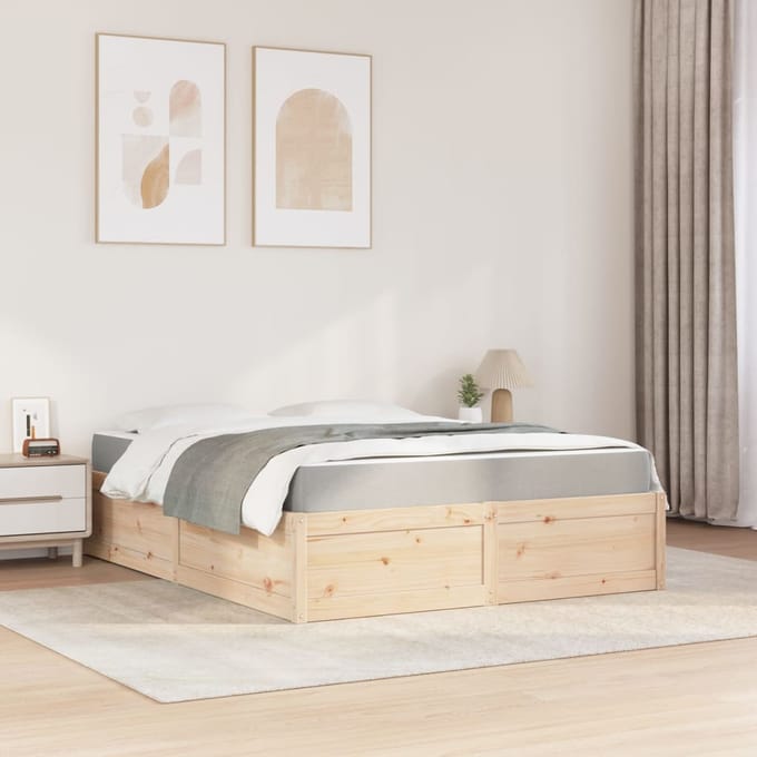 vidaXL Bed met matras massief grenenhout 140x200 cm