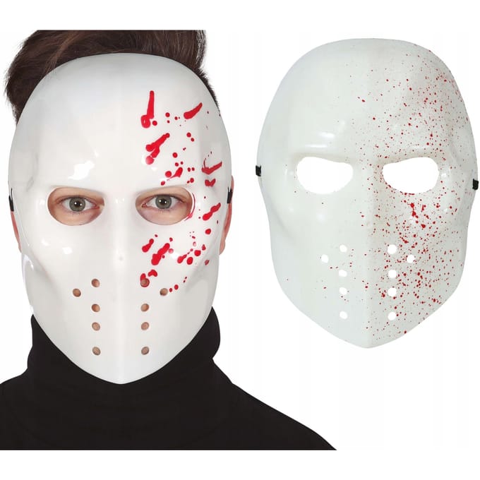 Masque Hockeyiste Blanc Ensanglanté Jason Vendredi 13 Meurtrier Tueur Halloween