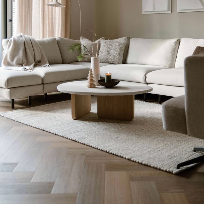Wollen vloerkleed Beige/gemeleerd Gotland 200x290cm (populair) Mrcarpet