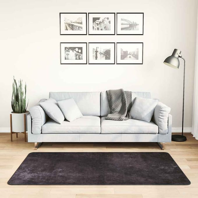 vidaXL - Vloerkleed - wasbaar - 80x150 - cm - antracietkleurig