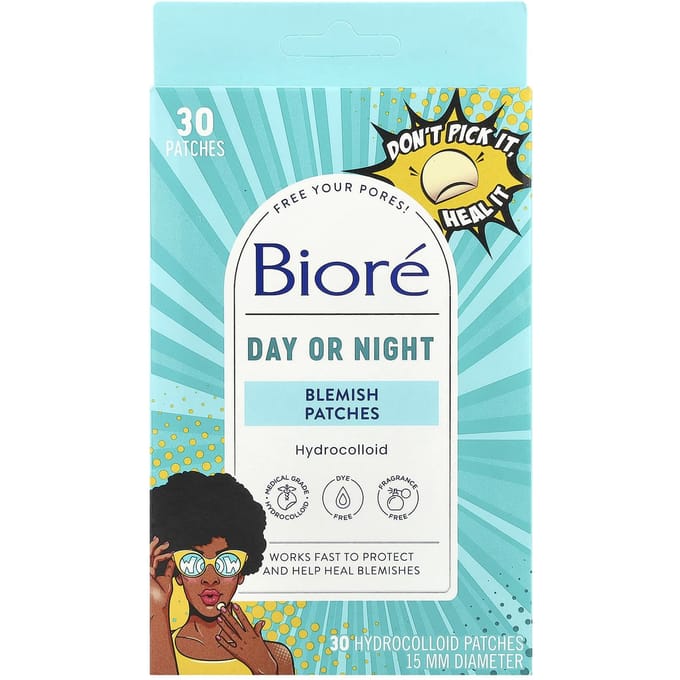 Biore, patchs anti-imperfections jour ou nuit, 30 patchs hydrocolloïdes white