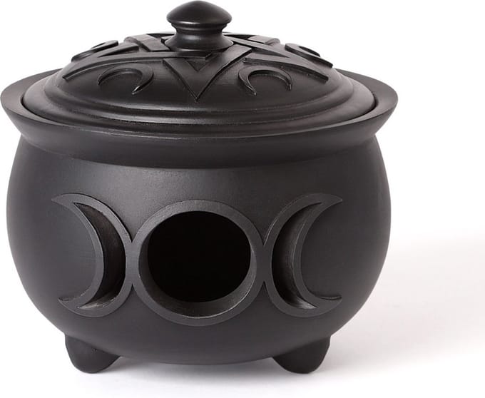 Alchemy - Triple Moon Cauldron Pot Decoratieve opbergdoos - Zwart