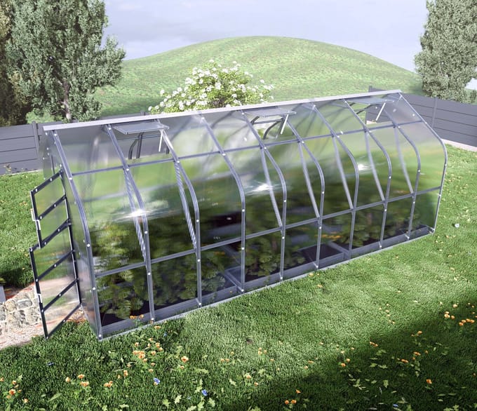 Polycarbonaat tuinkas 2,5x6m 15m² + 3 automatische dakramen - KLASIKA Standart