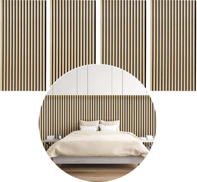 Set van 2 akoestische panelen - hout - zwart vilt - 60 x 120 x 2,1 cm