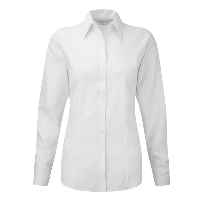 Russell Dames/Dames Visgraat Werkshirt met lange mouwen (Wit)