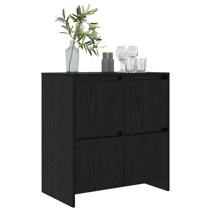 vidaXL - Dressoir - Zwart - Eiken - 70 - x - 41 - x - 75 - cm - Bewerkt - hout