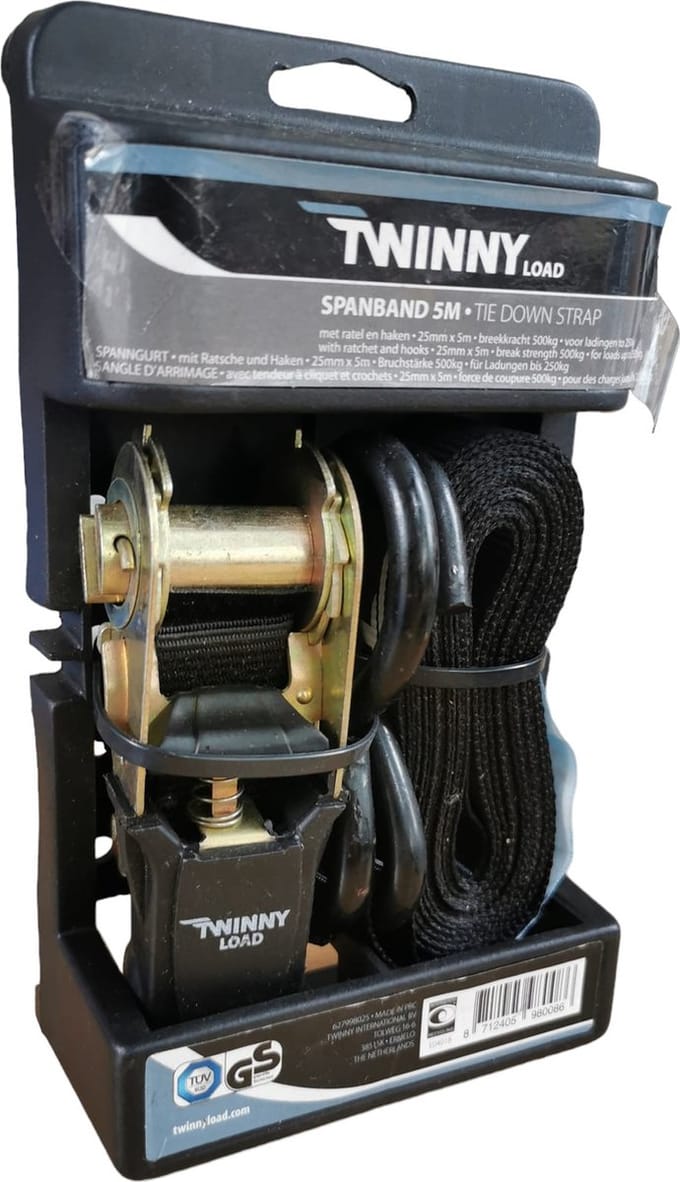 Twinny load Twinnyload Spanband 1 x 5 meter + Haak/Ratel