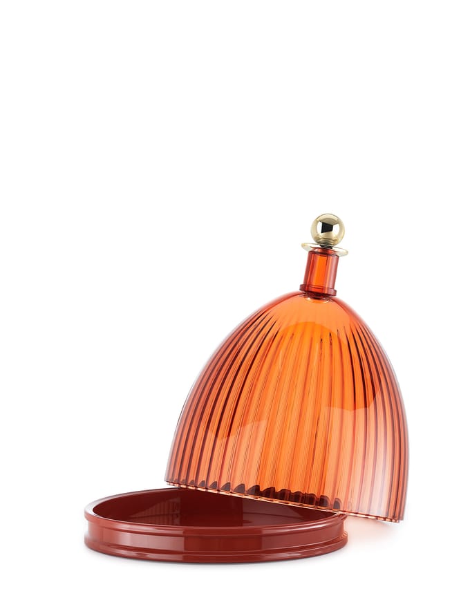 Kartell La Coupole dienblad met bel - ambre/rouge brique