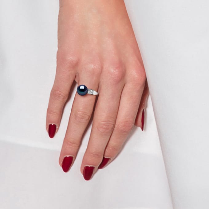 Ring Verstelbare Zoetwater Parel sieraden 9-10mm Black 925