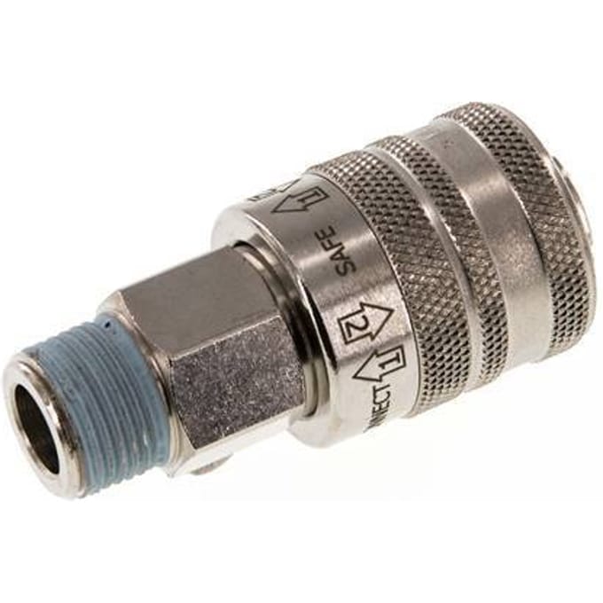 Vernikkeld Messing DN 7.8 Safety Luchtkoppeling Snelkoppeling R 3/8 inch Buitendraad - CLS7-M-BN-SE-038