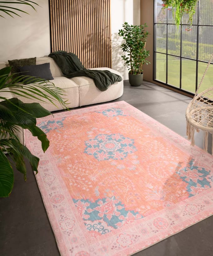 Vintage buitenkleed - Valenca Luna terra/roze 80x150
