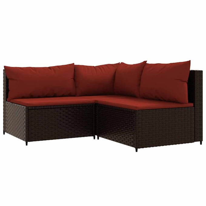 vidaXL - 4-delige - Loungeset - met - kussens - poly - rattan - bruin