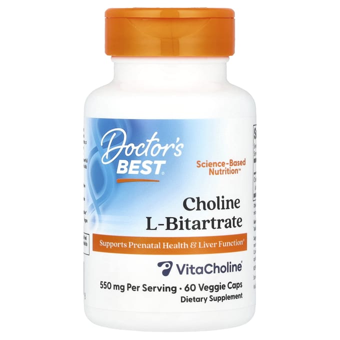 Doctor's Best, Choline l-Bitartraat, 550 mg, 60 Vegetarische Capsules (275 mg per capsule)