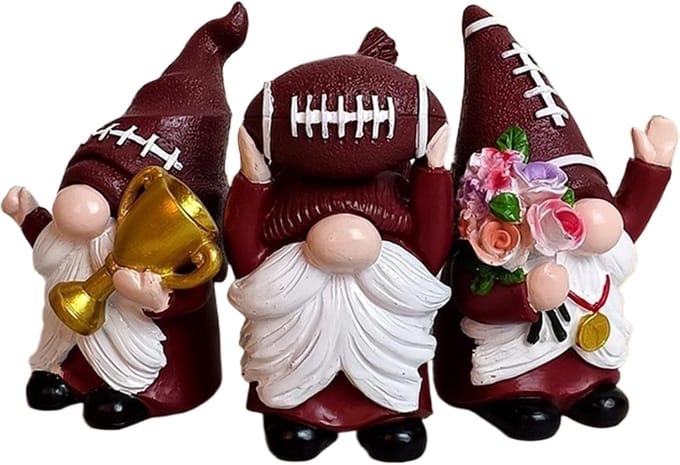 Dwergen Beeldjes Set - Tuinfiguren Voetbal - Huisdecoratie - Set van Drie - ca. 5-10 cm - Multicolor