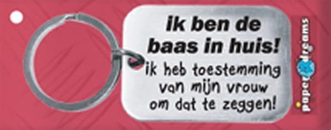 Paper Dreams | RVS Sleutelhanger | Ik ben de baas in huis!