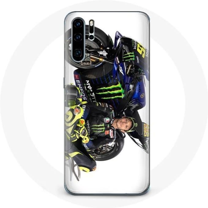 Case voor Huawei P30 Pro Valentino Rossi Speed ​​driver witte achtergrond