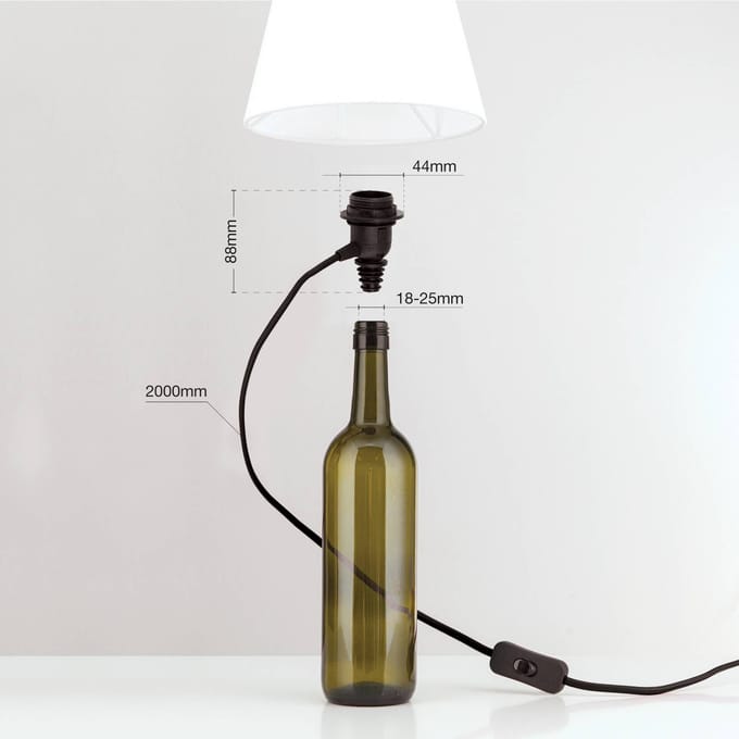 ORION E27-fitting BOTTLE, kabel zwart, lengte 200 cm