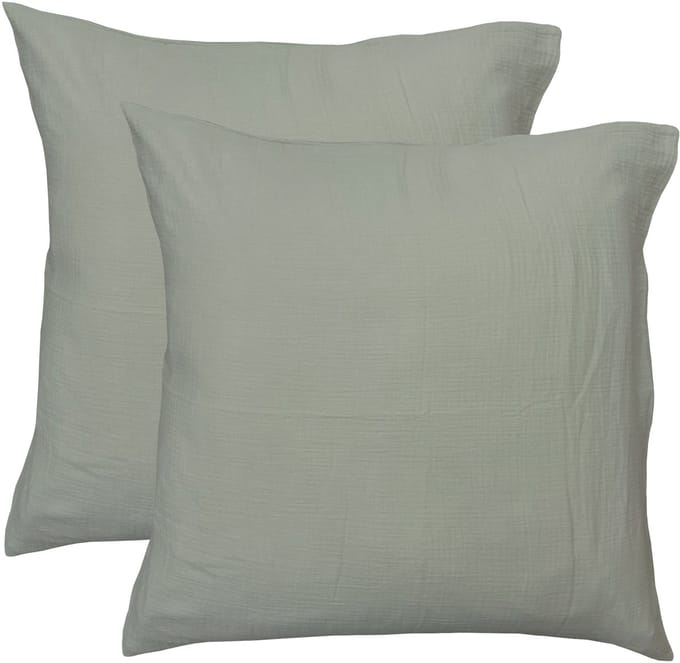 Matt & Rose Set Kussenslopen Mosgroen - (2x) 65 x 65 cm - Mousseline Katoen