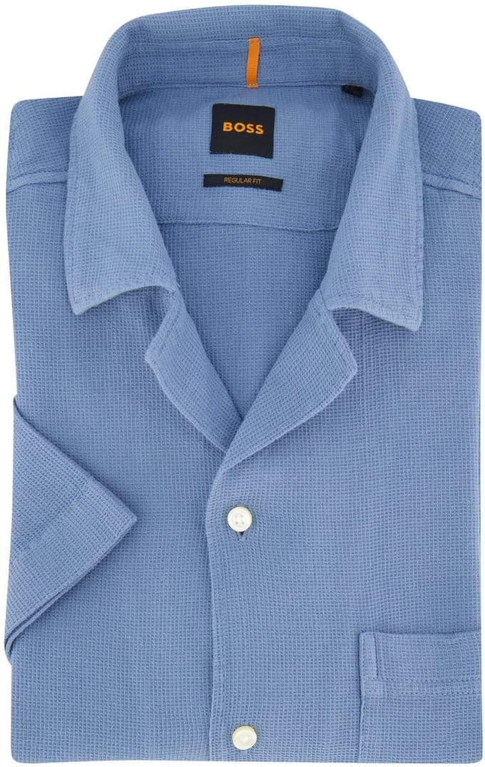Hugo Boss casual overhemd korte mouw blauw