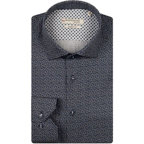 Giordano Overhemd Maggiore Fine Twill Micro Flower Pattern Donker Bruin / male