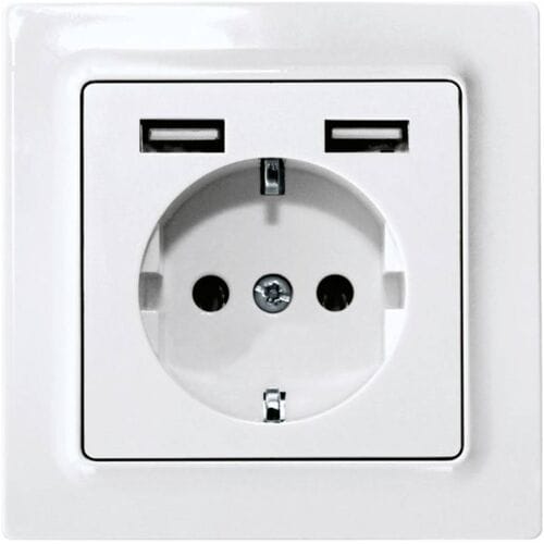 Eltako DSS55E+2xUSBA-pm Stopcontact Inbouw (in muur), Schroefbevestiging