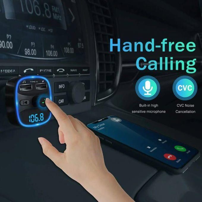 Transmetteur FM Bluetooth - LENCENT - T25 - Appel Mains Libres - Chargeur Voiture - 2 U