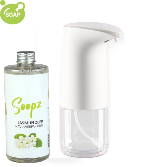 Soopz Automatische Zeepdispenser – Wit – Pure White Vivid – Zeeppompje met Bewegingssensor – Met Jasmijn Zeep