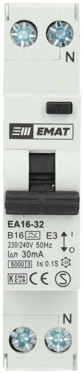 EMAT aardlekautomaat B16 30mA type A 1P+N (85006004)
