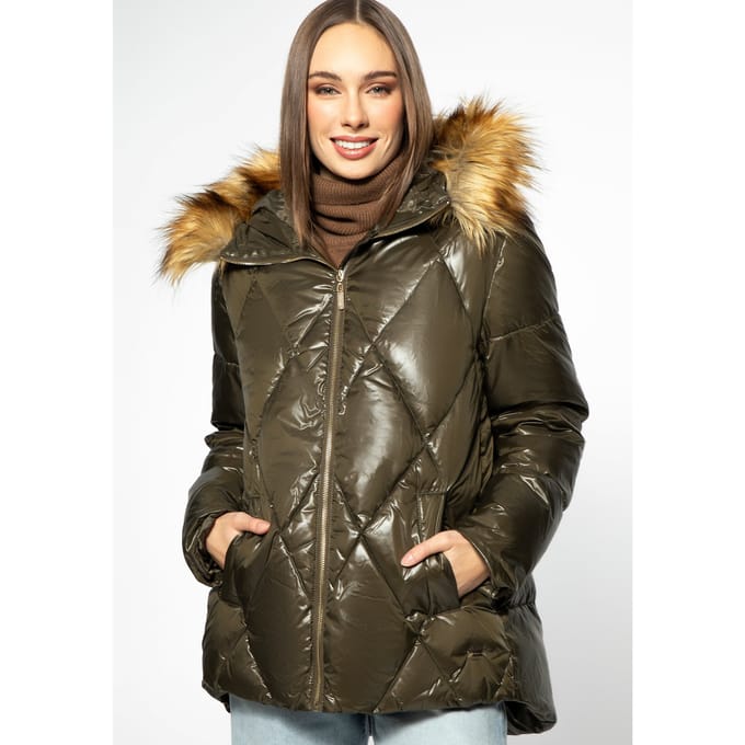 Wittchen Dames Gewatteerde Trapeziumvormige Donsjas Groen Polyester